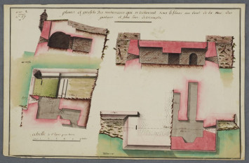 12J34/68, Boucle du Doubs, plans et profils de souterrains rue Poitune et pont Battant, s.d.